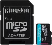 Карта памяти Kingston SDCG3 256 GB, чтение: 170 MB/s, запись: 90 MB/s, адаптер на SD, черный