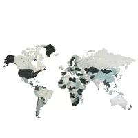 Карта мира настенная, iStolarka, Цвет номер 2, размер 140х80 см, язык наименований русский, Карта мира из дерева, Декор на стену