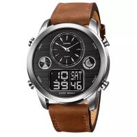 Часы мужские SKMEI 1653 - Серебристые/Темно-коричневые