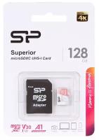 Карта памяти 128Gb - Silicon Power Superior A1 MicroSDXC Class 10 UHS-I U3 SP128GBSTXDV3V20SP с адаптером SD