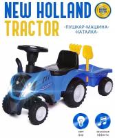 Пушкар машина-каталка детская New Holland Tractor Babycare, звуковые эффекты, синий