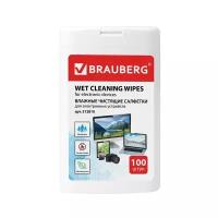 BRAUBERG Салфетки для электронных устройств универсальные brauberg, компактная туба 100 шт, влажные, 512810