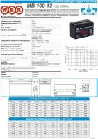 Аккумулятор лодочный WBR Marine MB 100-12 AGM тяговый (12В, 100Ач / 12V, 100Ah /стартерный ток 1200А/клеммы под болт M8)