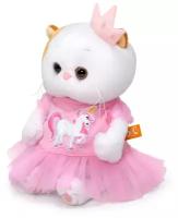 Мягкая игрушка Basik&Co Li-Li Baby в платье с единорогом, 20 см, белый/розовый