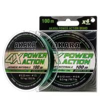 Шнур рыболовный плетеный Akara Power Action X-4 Green 100 м 0,16