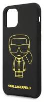 Чехол CG Mobile Karl Lagerfeld Liquid silicone Ikonik outlines Hard для Apple iPhone 11, black/yellow