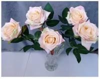 Искусственные крем -розовый розы / Декоративные растения Набор 5шт. Длинна 50см