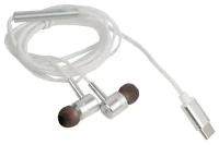 Наушники REMAX MONSTER RM-598a Metal Wired Earphone микрофон, подключение Type-C, серебристый