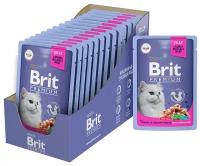 Пауч для взрослых стерилизованных кошек Brit Premium индейка с сыром в желе 14 шт х 85г