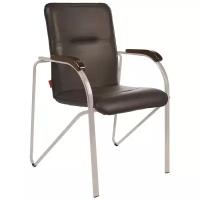 Конференц-кресло Комус Samba Silver, кожзам, черный/орех