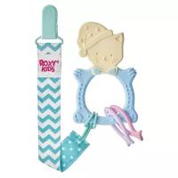 Прорезыватель ROXY-KIDS Meow Teether универсальный на держателе голубой