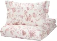 Комплект постельного белья ИКЕА КЮССБЛОММА, цветочный орнамент в полоску