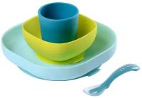 Набор посуды: 2 тарелки, стакан, ложка BEABA SILICONE MEAL SET (4PCS)