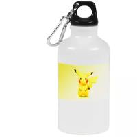 Бутылка с карабином CoolPodarok Аниме Покемоны Пикачу Желтый фон