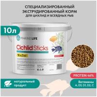 Корм для крупных цихлид и других всеядных рыб, Marine Life Cichlid Sticks 10Л/3 кг