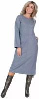 Платье женское миди теплое голубое S (44) / платье осень зима/ платье трикотажное офисное с длинным рукавом