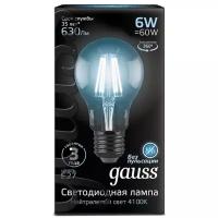 Лампа Gauss Filament А60 6W 630lm 4100К Е27 LED 1/10/40