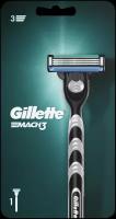 Бритвенный станок Gillette Mach3 Мужская Бритва с 3 лезвиями, прочнее, чем сталь, для точного бритья, UEFA Champions League,серый/черный, сменные кассеты 1 шт