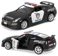 Машинка металлическая Kinsmart 1:36 2009 Nissan GT-R R35 Police 5340DPKT Полиция инерционная, двери открываются / Черно-белый