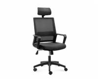 Кресло офисное / Бит / черный пластик / черная сетка / черная ткань