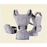 Эргорюкзак + Хипсит Sinbii Premium Hipseat S-Pocket Set. Серый