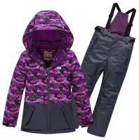 Горнолыжный костюм MTFORCE для девочек, капюшон, утепленный, размер 110, фиолетовый