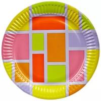Тарелка одноразовая бумажная Buffet-Party Смальта (d=180мм, разноцветная) 6шт