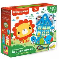 Игра-шнуровка Vladi Toys с липучками Fisher-Price Цветные домики, VT5303-18