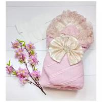 Комплект на выписку (зима) для младенца 5 предметов Розовый (Вязанный плед) арт. БД-З-013089-2