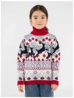 Детский свитер с оленями и узорами для девочек Pulltonic