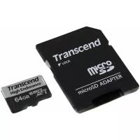 Карта памяти microSDXC 64Gb Class10 Transcend 350V UHS-I Class 10 U1 TS64GUSD350V с адаптером