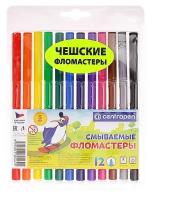 Фломастеры 12 цветов Centropen 7790 Washable 1.8 мм, блистер, европодвес, линия 1.0 мм