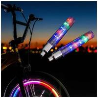 Светодиодная подсветка на два велосипедных колеса, крепление на ниппель, 5 цветов, 5 LED, 2 шт