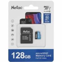 Карта памяти NETAC P500 MicroSDXC 128Gb Class 10 UHS-I 80MB/s + ADP (NT02P500STN-128G-R)