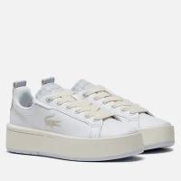 Кроссовки LACOSTE Carnaby Platform Monogram Leather, повседневные, натуральная кожа, размер 40, белый