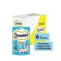 Dreamies лакомство для кошек, подушечки с лососем (6шт в уп) 60 гр