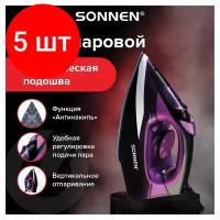 Утюг SONNEN SI-270, 2600 Вт, керамическое покрытие, антикапля, антинакипь, черный/фиолетовый, 455280