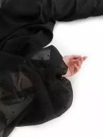 Органза с бархатной мушкой (флок) разного размера для шитья платьев блуз, юбочек Цвет Черный 150х148 см