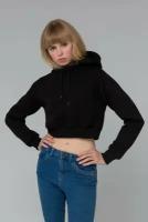 Магазин Толстовок - Женская черная укороченная кроп толстовка Crop-Top-Hoodie Black, M-42-44-Woman-(Женский)