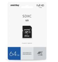 Карта памяти SmartBuy SDXC 64 ГБ Class 10, V30, UHS-I U3, R/W 93/68 МБ/с, 1 шт., разноцветный