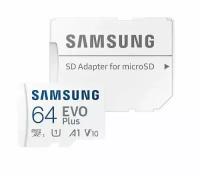 Карта памяти microSDXC Samsung 64Gb Evo Plus 130Mb/s U1 A1 V10 MB-MC64KA/EU, 1шт