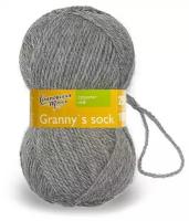 Пряжа Семеновская Бабушкин носок (Granny's sock) - 1 моток Цвет: Серый, 100% шерсть, 250 м/100 г