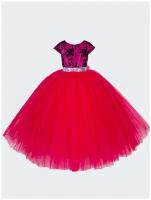 Платье Laura, нарядное, однотонное, размер 140-146, розовый, фуксия