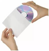 Конверты для CD/DVD (125х125 мм) с окном, бумажные, клей декстрин, комплект 25 шт, BRAUBERG, 2 уп