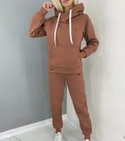 Спортивный костюм Jools Fashion женский спортивный зимний, размер 48, коричневый