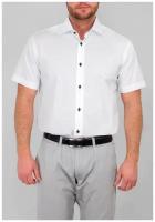 Рубашка мужская короткий рукав GREG 100/109/WH/Z/1, Полуприталенный силуэт / Regular fit, цвет Белый, рост 174-184, размер ворота 41
