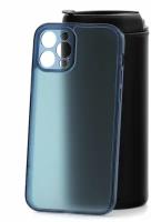 Чехол для iPhone 12 Pro Kruche Frosted синий, противоудасный силиконовый бампер, пластиковая защитная накладка, матовый кейс с защитой камеры