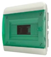Щит встраиваемый 8 мод. IP41, прозрачная зеленая дверца BVZ 40-08-1