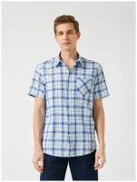 Рубашка с коротким рукавом KOTON MEN, 1YAM61461KW, цвет: GREEN CHECK, размер: M