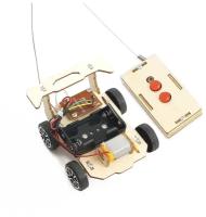 Деревянный конструктор с мотором Машинка на радиоуправлении (передний привод)